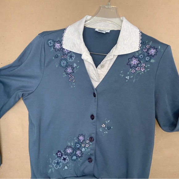 VINTAGE ALFRED DUNNER LAYERED PULLOVER. BEADED - Picture 2 of 10